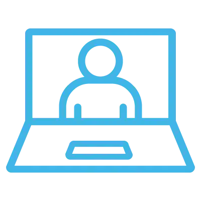 Person on the screen of a laptop