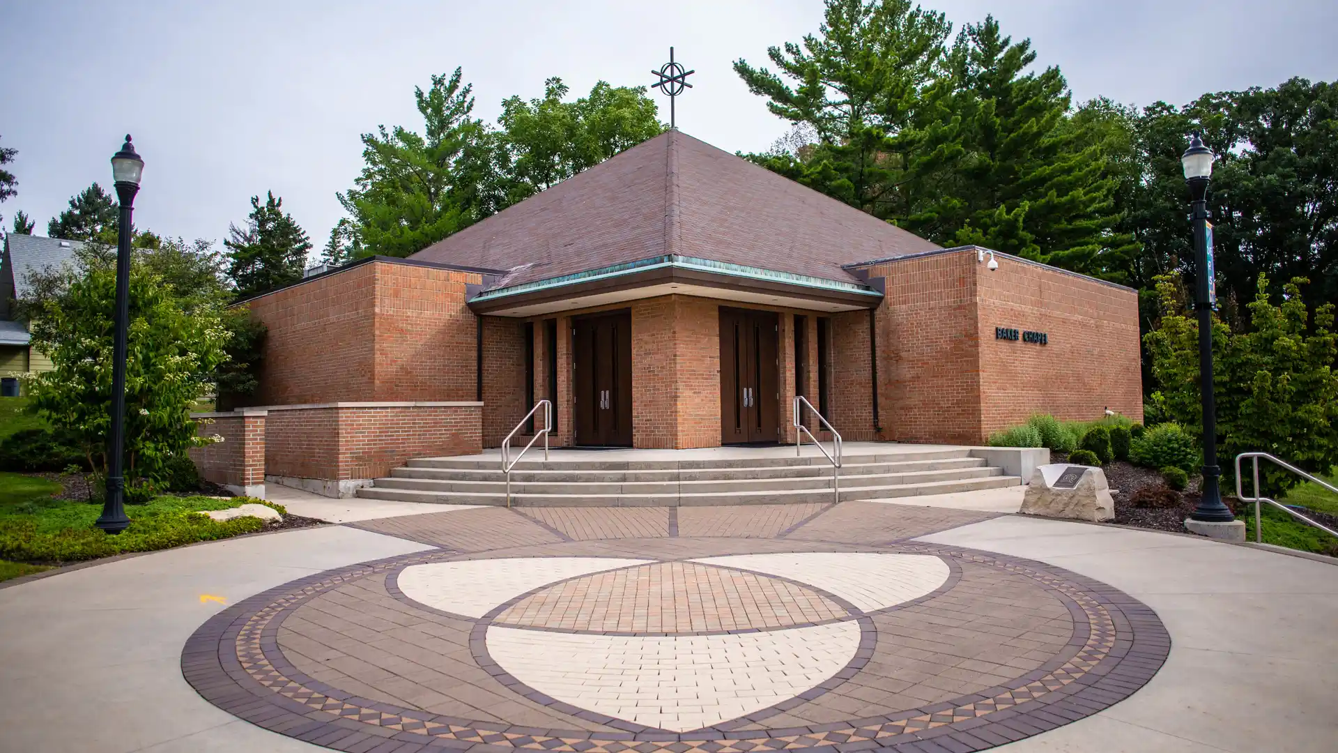 A view of the front of Baker Chapel