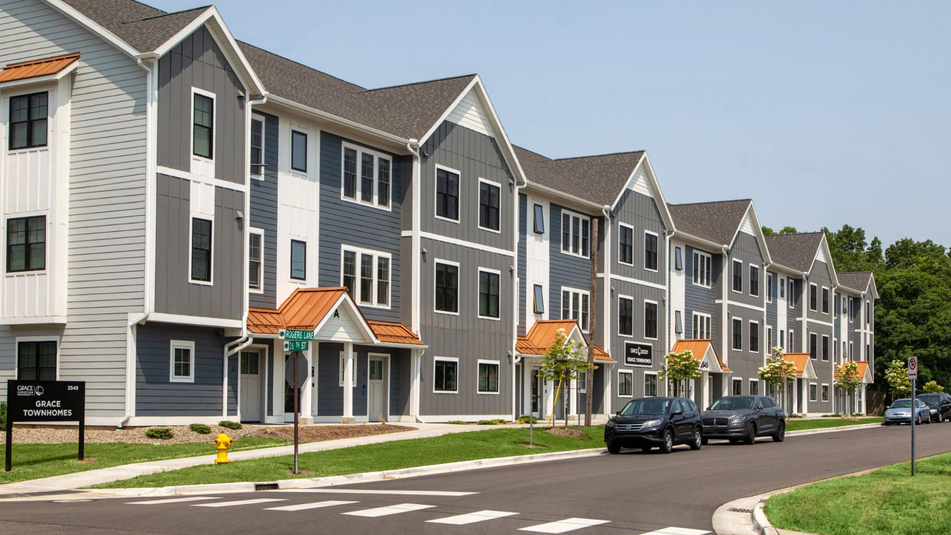 Front exterior view of the Grace Townhomes