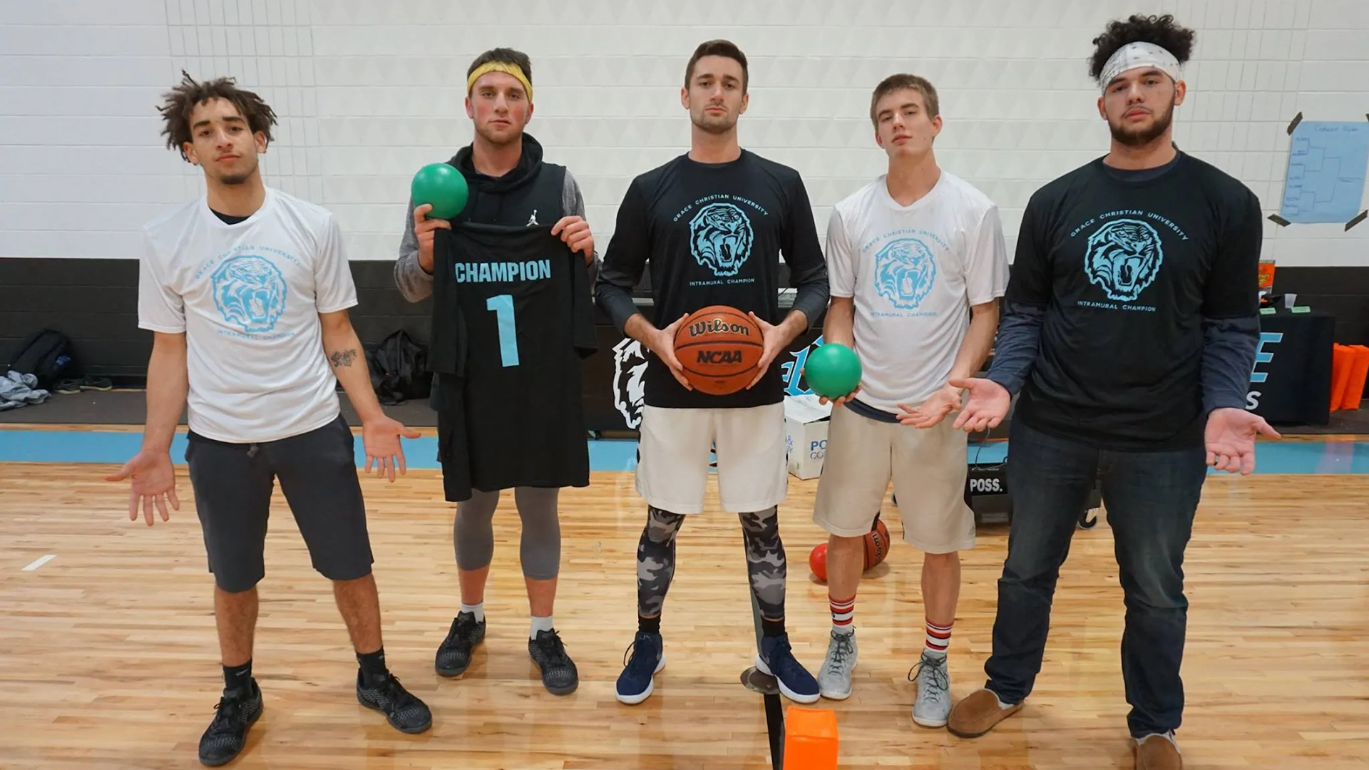 The Grace Christian University Dodgeball Team, one of the main options for Intramural Sports at Grace.