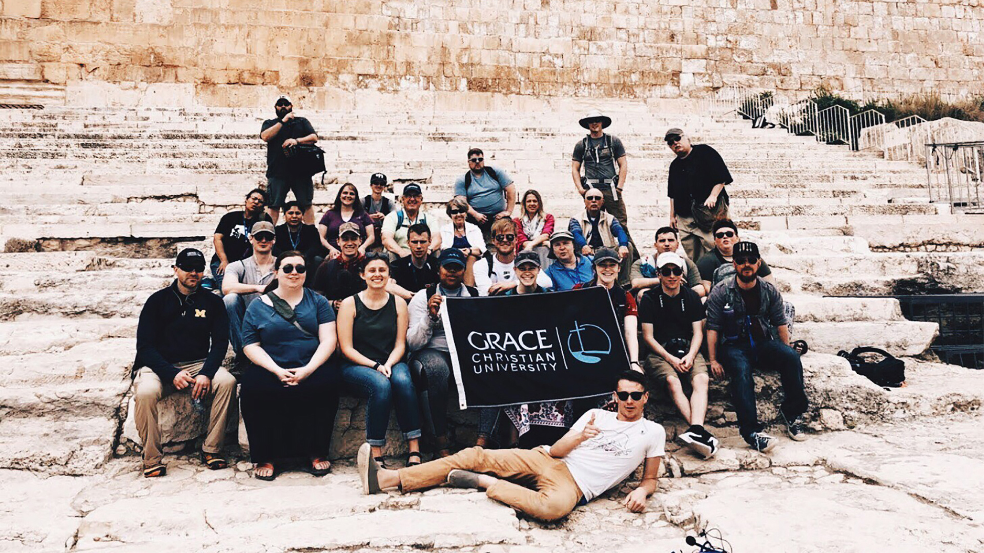 A group of Grace students in Greece