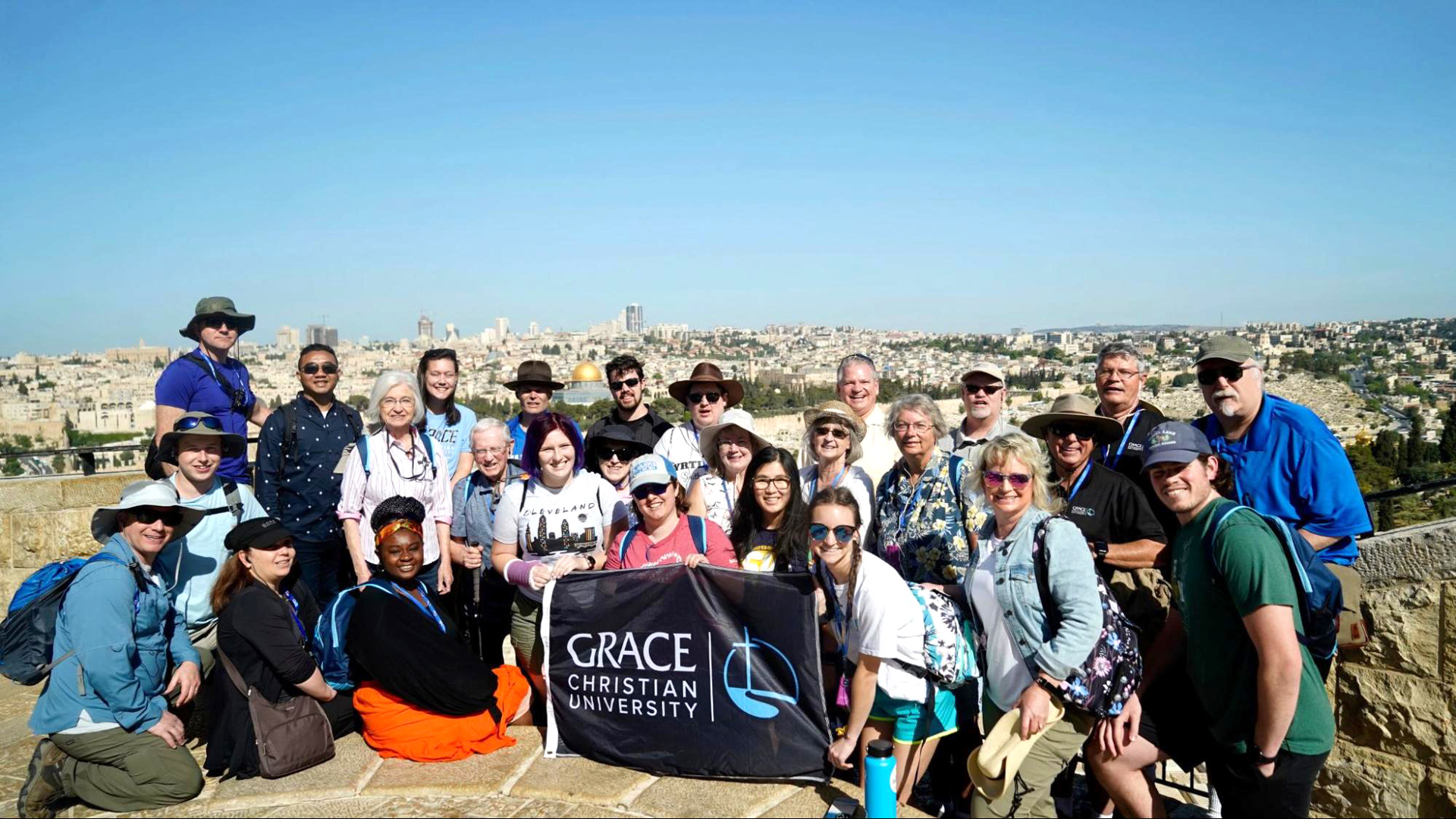 A group of Grace students in Jerusalem, Israel.